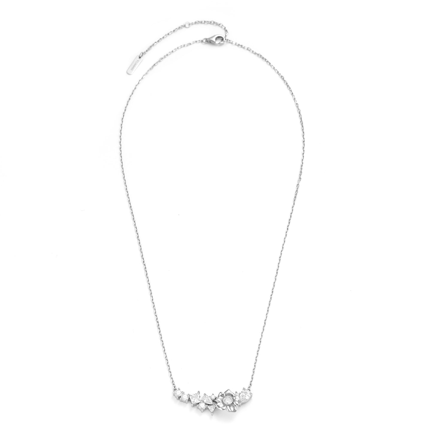 925 Silver Wisteria Flower Ice Crystal Necklace for Women