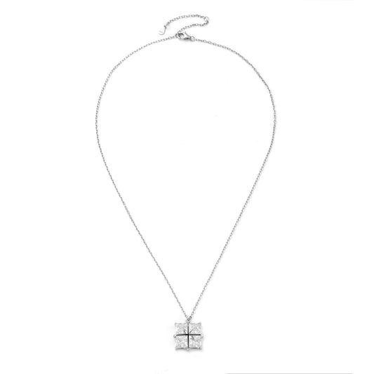 925 Silver Square Diamond Ice Crystal Necklace for Necklace