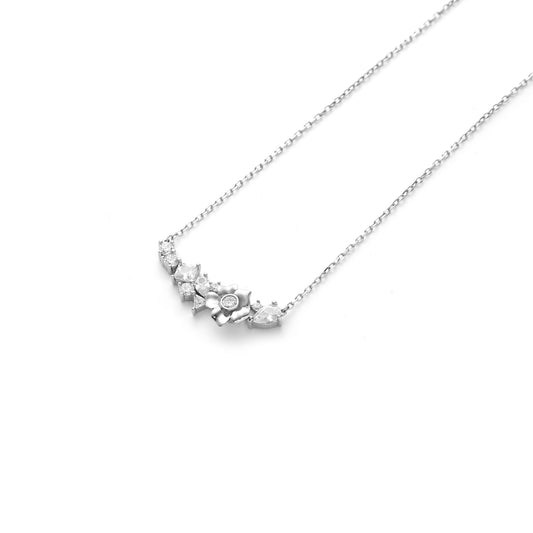 925 Silver Wisteria Flower Ice Crystal Necklace for Women